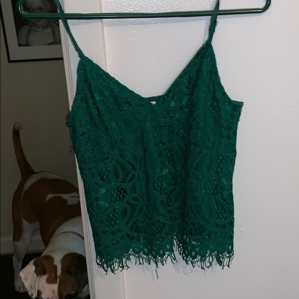 Green lace tank